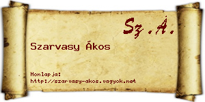 Szarvasy Ákos névjegykártya