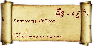 Szarvasy Ákos névjegykártya